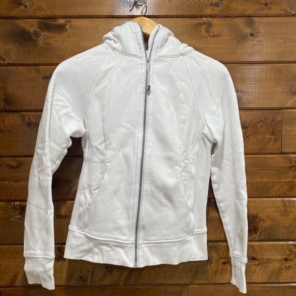 lululemon athletica Tops - Lululemon White Scuba Hoodie *Light Cotton Fleece